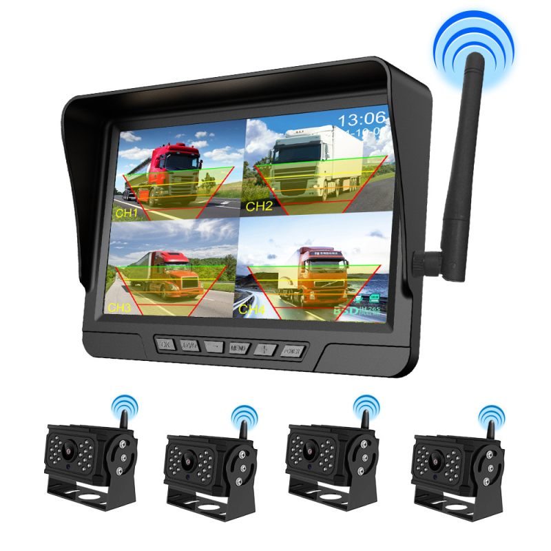 Belaidė sunkvežimio vaizdo registratorius su dviejų objektyvų sistema, 1080p, 120° matymo kampas, starlight naktinis vaizdas, 24V maitinimas