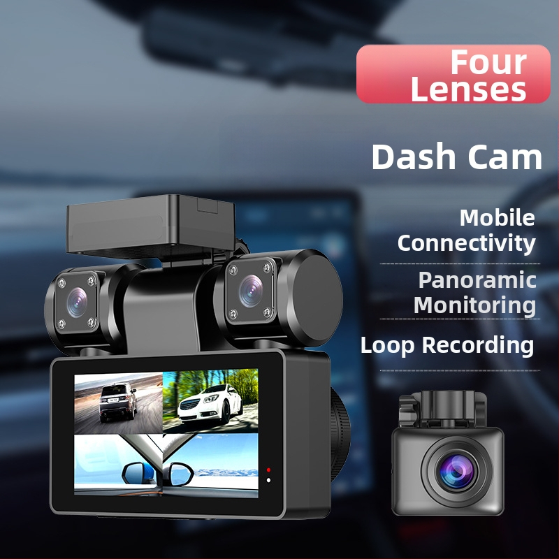 Automobilio dash cam su trim kameromis, 1080p, 170° platus kampas, WIFI, naktinis matymas