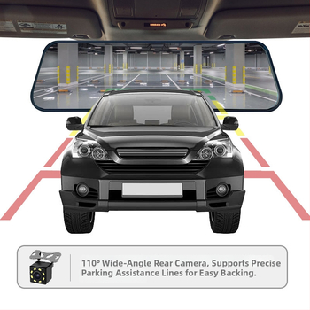 Atbulinės eigos veidrodžio vaizdo registratorius su dviejų objektyvų, 1080p, 170° matymo kampas, 128GB atmintis, atbulinės eigos vaizdas