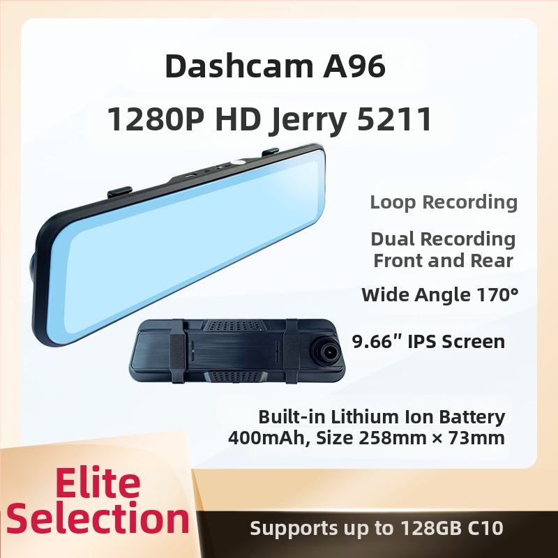 Zrkadlová kamera do spätného zrkadla s dvojitým objektívom, 1080p, 170° široký uhol, 128GB úložisko, spätné zobrazenie