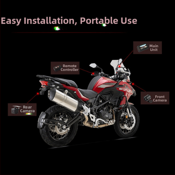 MT-55 Motociklo vaizdo registratorius su priekinėmis ir galine 120° platus kampas dviguba kamera, 2MP, iki 64GB, maitinimas 12–24V