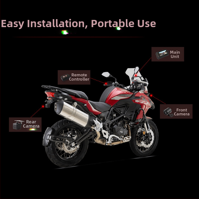 MT-55 Mootorratta tahavaate dash cam ees- ja tagakameraga 120° laia nurga, 2MP, kuni 64GB, toiteallikas 12–24V