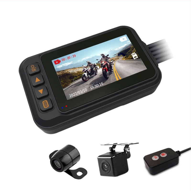 MT-55 Mootorratta tahavaate dash cam ees- ja tagakameraga 120° laia nurga, 2MP, kuni 64GB, toiteallikas 12–24V