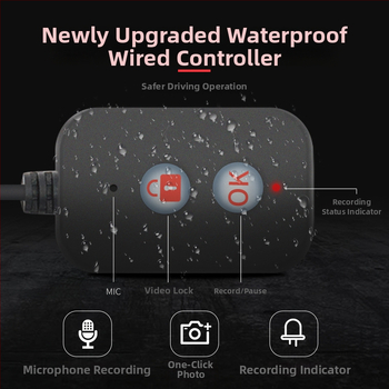 MT30A Motociklo vaizdo registratorius – 120° platus kampas priekyje ir gale, 2MP jutiklis, iki 64GB atminties, USB jungtis