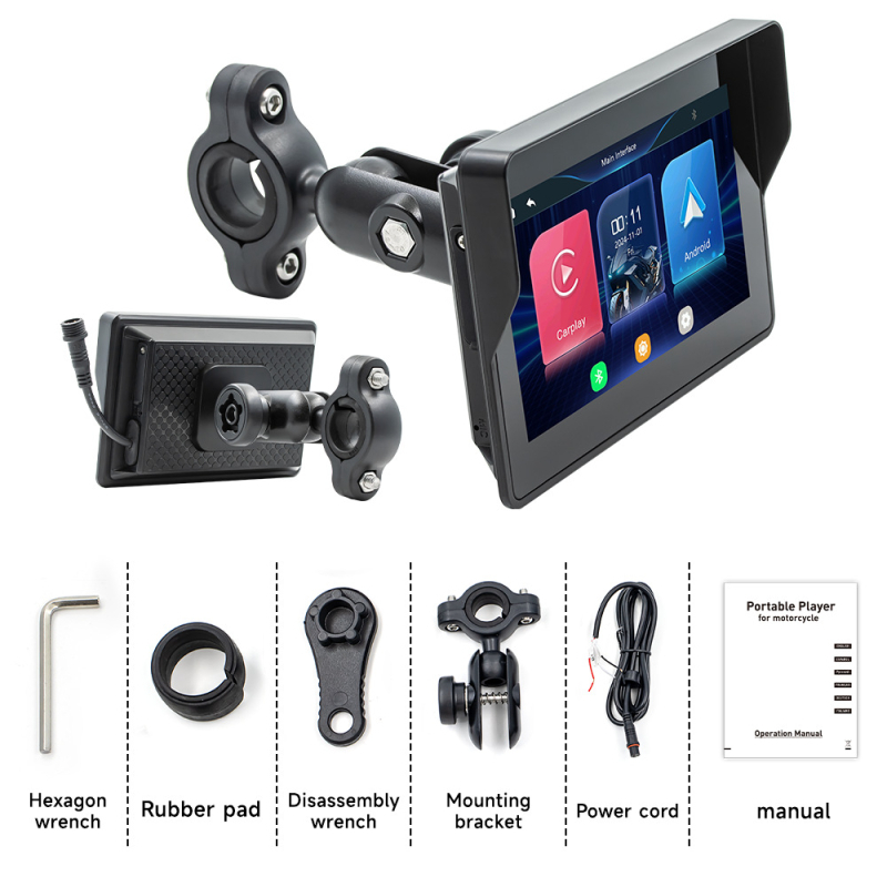 CarPlay fără fir pentru motocicletă – navigație GPS, Bluetooth, ecran tactil, impermeabil