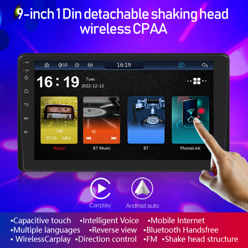 Automobilinė informacinė-pramogų plokštė su belaidžiu CarPlay, MP5 multimedių grotuvas, FM radijas, kapacitinis jutiklinis ekranas, 12V maitinimas