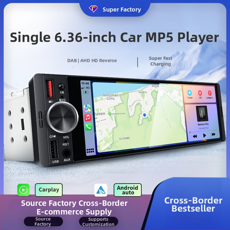 Semaitu LCD liečiamasis automobilio radijas su įmontuotu DAB, belaidžiu CarPlay ir Android Auto, super greitas įkrovimas, SD kortelės palaikymas