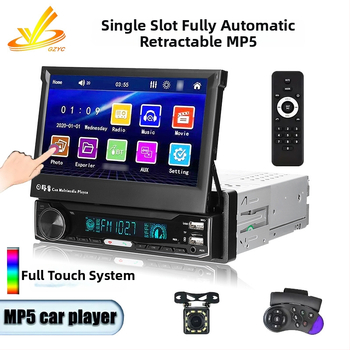 Auto multimediálny prijímač s jedným DIN 7-palcovým displejom, (Bluetooth CarPlay, 32GB úložisko, 1GB RAM, WINCE, 1080p)