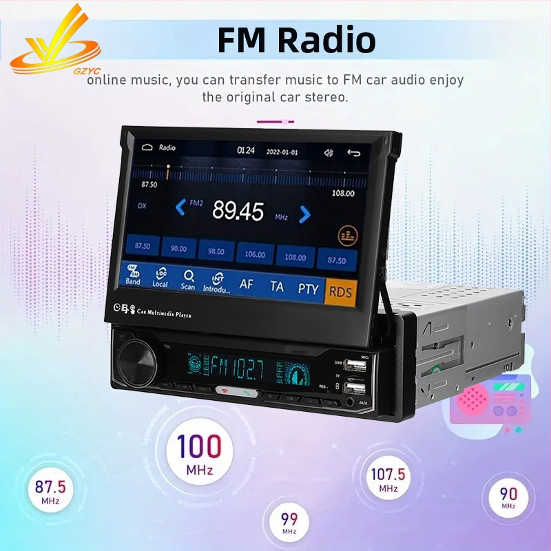 Auto multimediálny prijímač s jedným DIN 7-palcovým displejom, (Bluetooth CarPlay, 32GB úložisko, 1GB RAM, WINCE, 1080p)