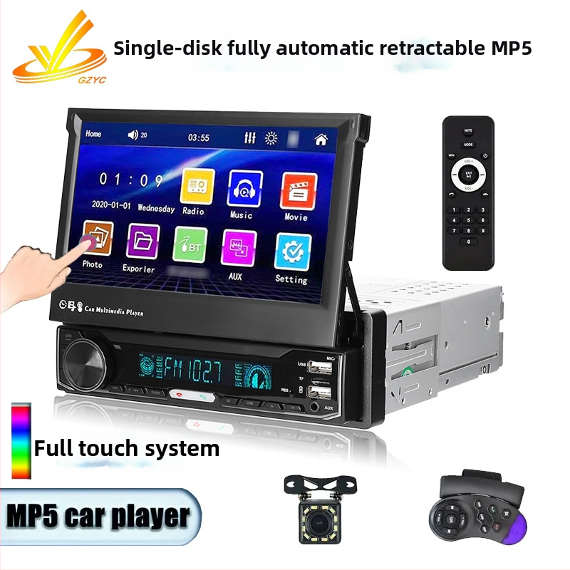 Auto multimediálny prijímač s jedným DIN 7-palcovým displejom, (Bluetooth CarPlay, 32GB úložisko, 1GB RAM, WINCE, 1080p)