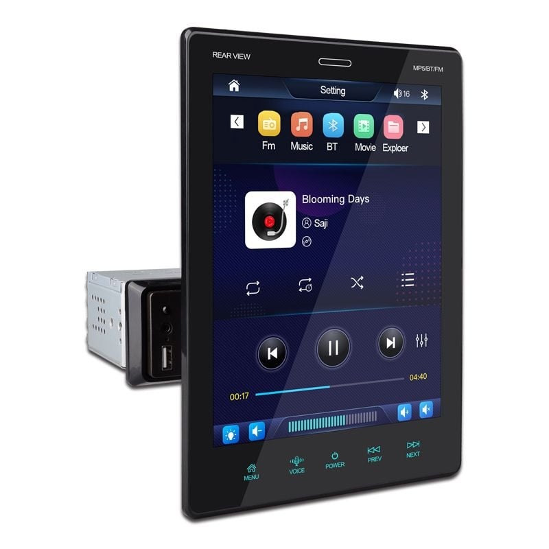 Automobilski MP5 radio s Bluetoothom, IPS dodirni zaslon, navigacijski modul, napajanje 12V, plast i metal