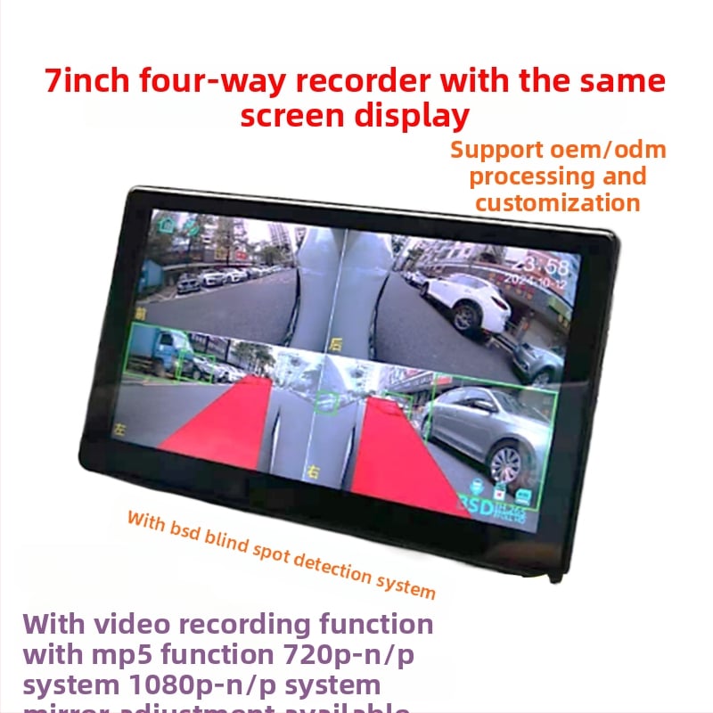 Autó LCD monitor holttér-észlelővel, HD kijelző, 1024x600 IPS felbontás, AHD bemenet, kompatibil BMW főegységgel