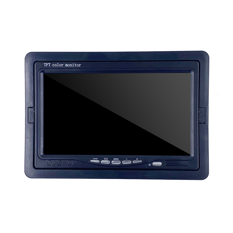 Autó LCD monitor széles látószögű kijelzővel és tolató képpel, TFT 800x480, PAL/NTSC, 12-36V