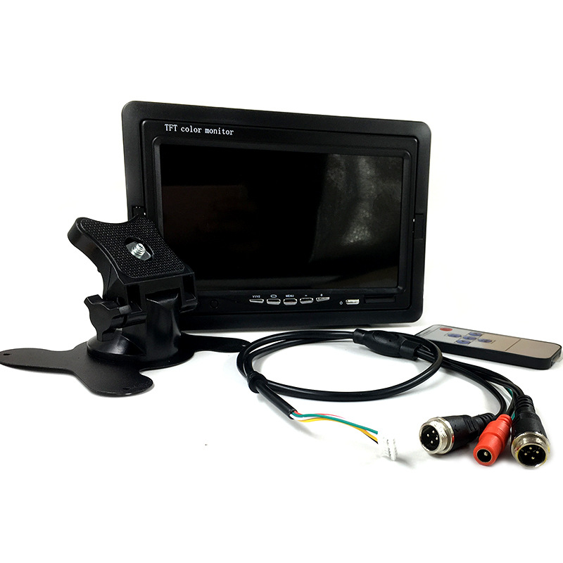 Autó LCD kijelző, 7 inch, kétirányú HD monitor CVBS bemenettel, felbontás 1420×600, teherautók és gépjárművek számára