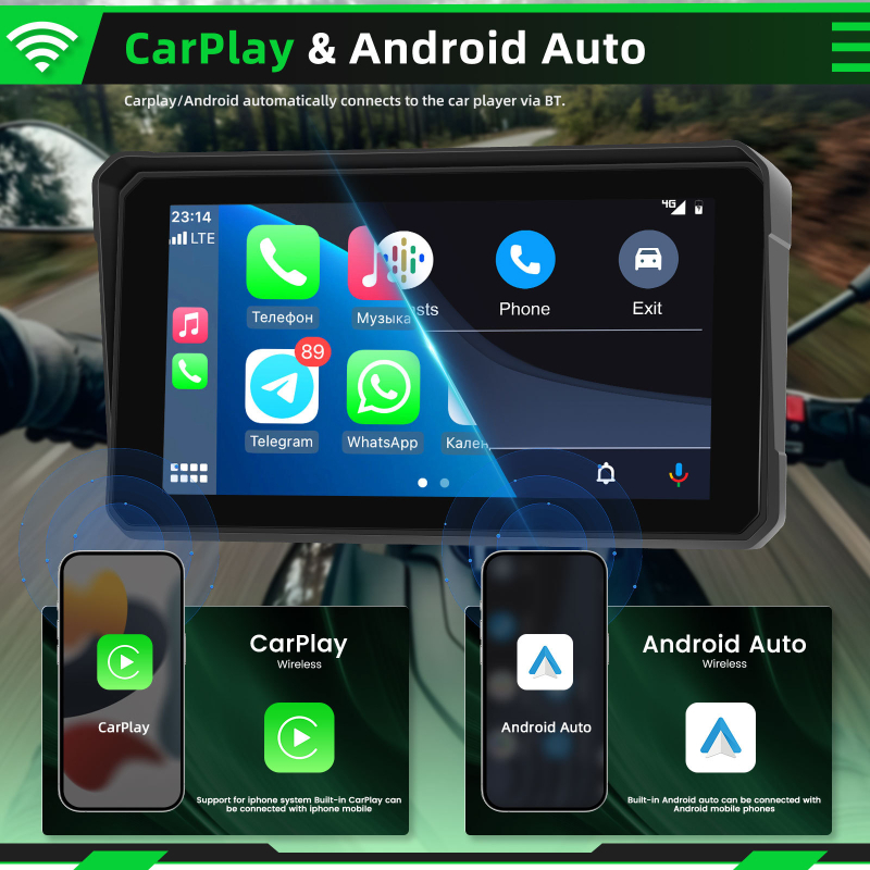 6-inčni bežični CarPlay zaslon za motocikle, model M590