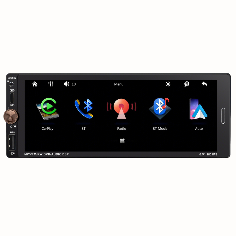 Belaidė CarPlay, Android Auto, FM radijas, Bluetooth MP5 grotuvas, 12V DC maitinimas