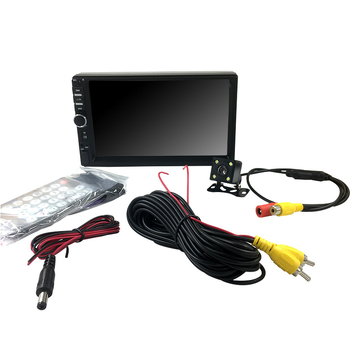 Player MP5 pentru mașină, 2DIN, model 7018, ecran LCD, Bluetooth, compatibil cu camera de mers înapoi