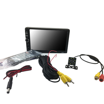 Player MP5 pentru mașină, 2DIN, model 7018, ecran LCD, Bluetooth, compatibil cu camera de mers înapoi