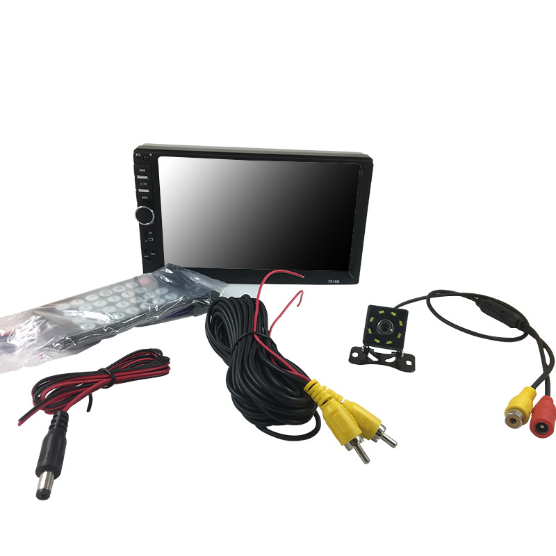 Player MP5 pentru mașină, 2DIN, model 7018, ecran LCD, Bluetooth, compatibil cu camera de mers înapoi