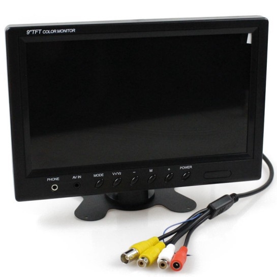 Autó hátrameneti kijelző, 9 hüvelykes LCD-monitor, felbontás 800x480, CVBS bemenet, PAL/NTSC, modell D09