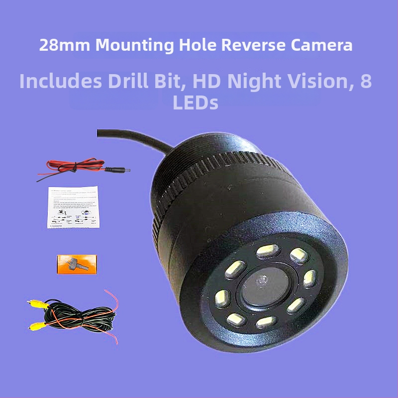 Autó hátsó kamera 8 LED-del, 12V, 90° látószög, 688×582 felbontás, CVBS videó.