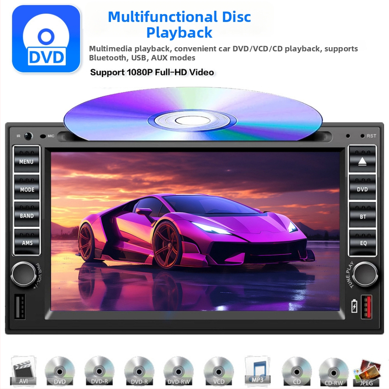 Sõiduauto Bluetooth DVD/CD MP3/MP5 mängija OLED-ekraaniga, 12V DC, kaugjuhtimispult