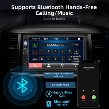 7 colių OLED automobilinis MP5 grotuvė su CarPlay, Bluetooth ir atbulinės eigos vaizdu, maitinimas 12-24V DC