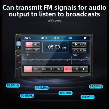 7 colių OLED automobilinis MP5 grotuvė su CarPlay, Bluetooth ir atbulinės eigos vaizdu, maitinimas 12-24V DC
