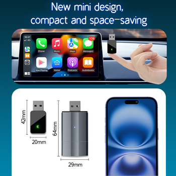 PL9 belaidis CarPlay adapteris — 2-in-1 kabelinis/ belaidis CarPlay su Android Auto, TF kortų palaikymas iki 256 GB