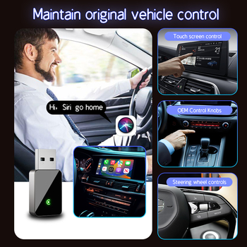 PL9 belaidis CarPlay adapteris — 2-in-1 kabelinis/ belaidis CarPlay su Android Auto, TF kortų palaikymas iki 256 GB