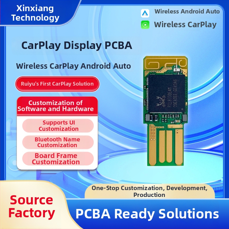 CarPlay belaidis adapteris su laidinio perėjimu į belaidį CarPlay funkciją, Realtek rtl8730eam, PCBA motininė plokštė, pritaikymas, suderinamas su VW, Audi, Mercedes-Benz, Toyota, Honda