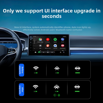 Lanchuang LC967B CarPlay belaidis adapteris – 2-in-1 jungtis iš laidinio į belaidį CarPlay, aviacijos klasės aliuminio lydinys + 6H grūdintas stiklas, 40 g, suderinamas su CarPlay automobiliais