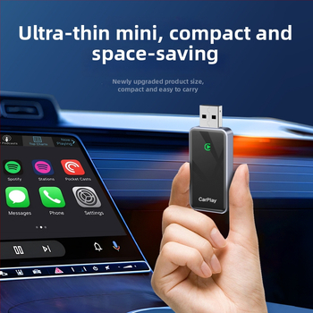 Lanchuang LC967B CarPlay belaidis adapteris – 2-in-1 jungtis iš laidinio į belaidį CarPlay, aviacijos klasės aliuminio lydinys + 6H grūdintas stiklas, 40 g, suderinamas su CarPlay automobiliais