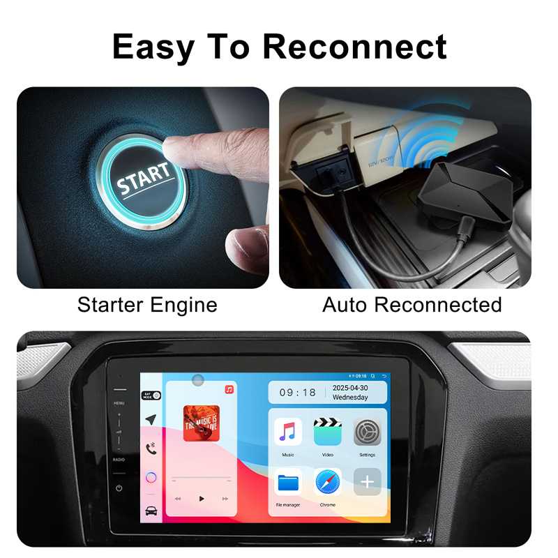 Bežična CarPlay AI kutija s Androidom 10, model T133, pametna kutija za automobil