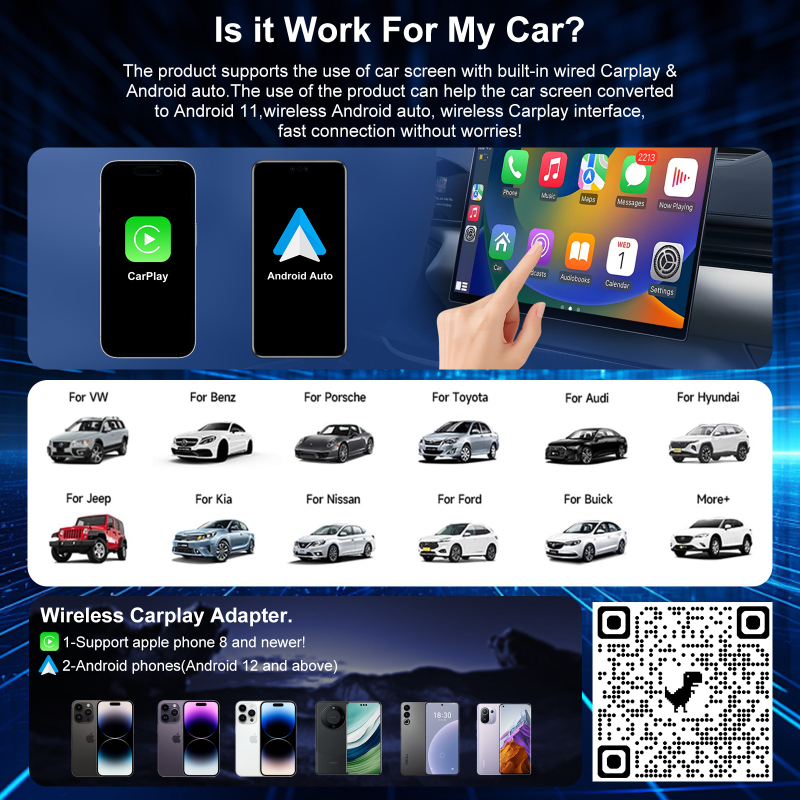 Bežična CarPlay kutija s Android OS – četverojezgreni CPU, 2GB RAM, 16GB ROM, USB-C