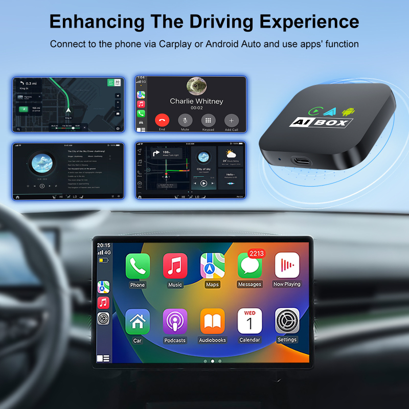 Bežična CarPlay kutija s Android OS – četverojezgreni CPU, 2GB RAM, 16GB ROM, USB-C