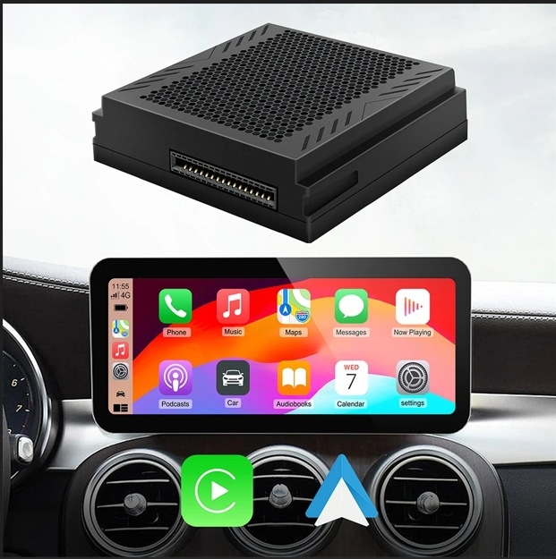 Mercedes-Benz NTG4.5 bežični CarPlay modul s Android Auto i Becker navigacijom — CPU: dual-core; RAM: 2GB; Interna memorija: 16GB; Operativni sustav: Linux; Kompatibilno s Mercedes-Benz NTG4.5