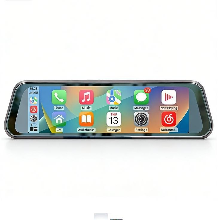 9.66 hüvelykes vezeték nélküli hordozható CarPlay képernyő kapacitív érintőképernyővel, visszapillantó tükör streaminggel és többfunkciós autós felvételkészítővel — Modell Ywd-966, CarPlay, felbontás 1024x600, Súly 1500 g