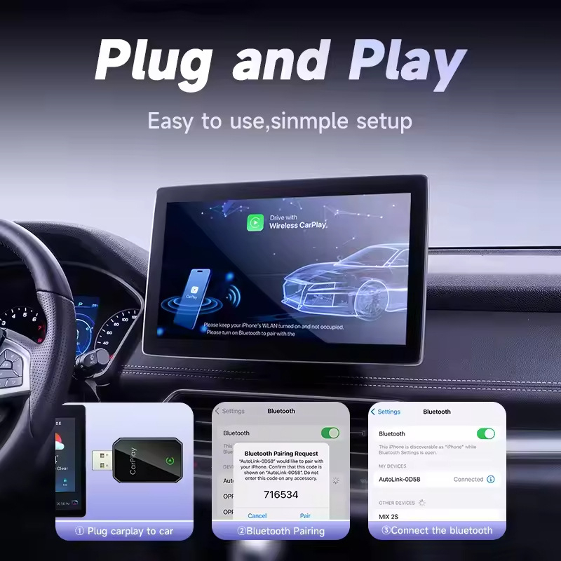 Bežični CarPlay adapter – 2-u-1 kutija za povezivanje infotainment sustava automobila, kompatibilan s Android Auto