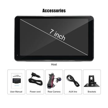 7 colių IPS HD prisilietimo ekrano automobilių navigacijos sistema su belaidžiu CarPlay ir Android Auto, 12V maitinimas, ABS korpusas, modelis F7