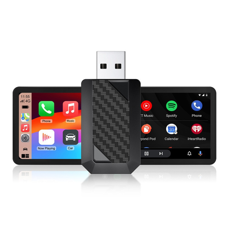 2-u-1 CarPlay i Android Auto adapter za automobil, USB-C sučelje, ABS kućište, podržava žični CarPlay