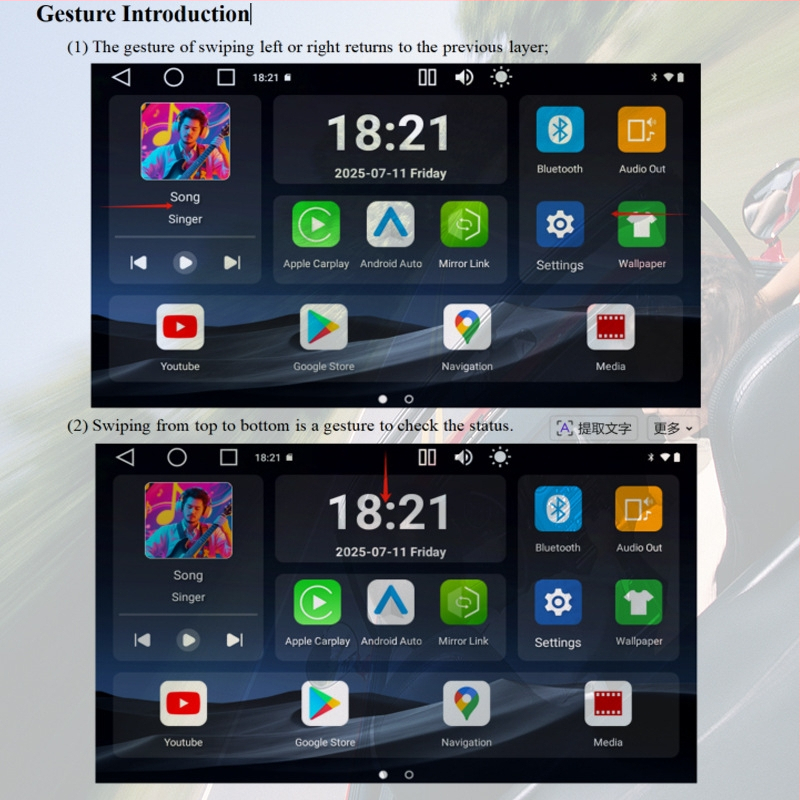Android auto navigacijski zaslon s bežičnim CarPlay, osmerojezgreni CPU, 4GB RAM, 64GB ROM, 4G