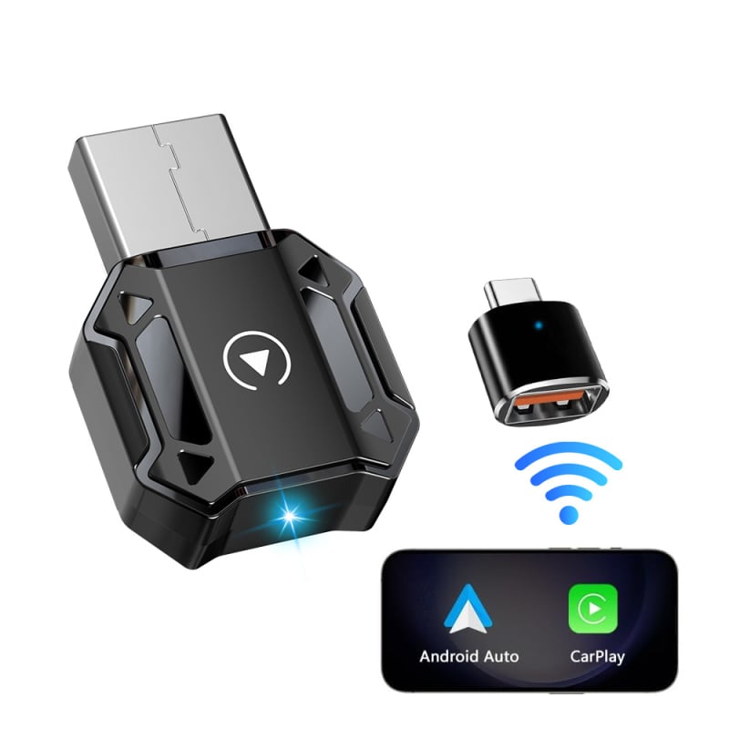 Bežični CarPlay i Android Auto autoadapter — 2-u-1 pametna navigacija u automobilu, model M36, OS AX1800, 16GB pohrane, USB i USB-C sučelja
