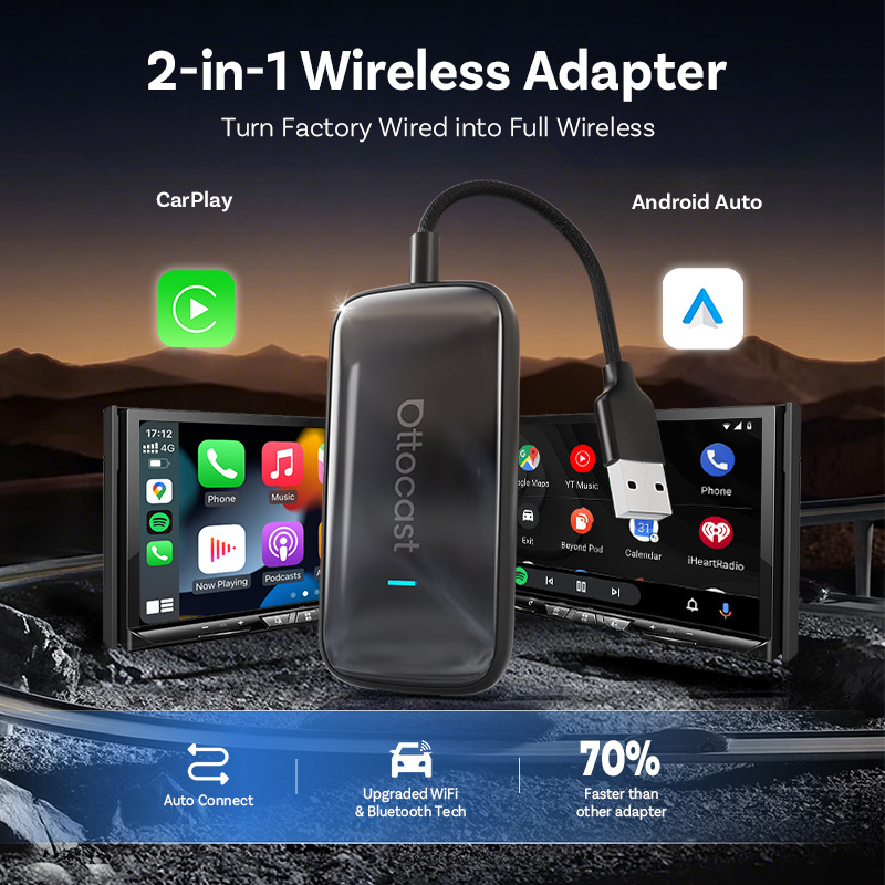 Ottocast CA515t CarPlay belaidis adapteris: belaidis CarPlay, Linux, 4GB RAM, 32GB ROM