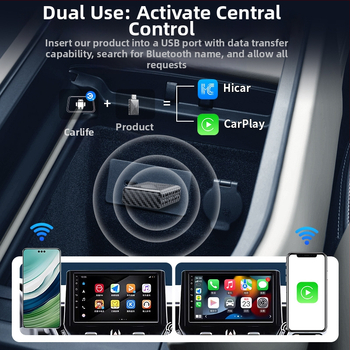 CarPlay bevielis adapteris CarLife ryšiams automobilyje – USB-C sąsaja, modelis CP209, medžiaga ABS+PC, svoris 32,3 g