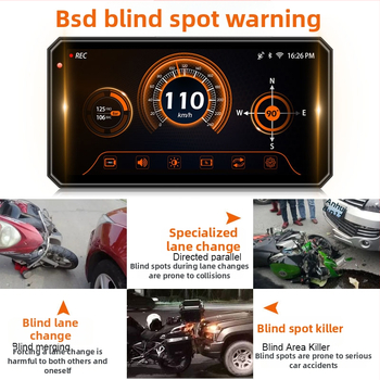 Motociklo DVR su CarPlay ir ekrano projekcija, BSD navigacija, 1080p, 3 MP, 140° matymo kampas, TF kortelė iki 256 GB, atsparus vandeniui