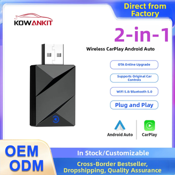 CarPlay belaidis adapteris, 2-in-1 su Android Auto, Kowankit K1a, keturių branduolių CPU, 2GB RAM, 16GB ROM, USB-C/USB