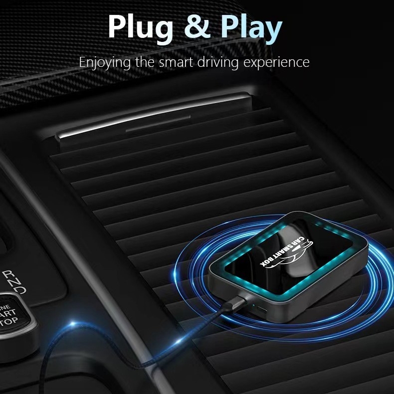 Belaidė CarPlay ir Android Auto adapterio dėžutė, dviejų branduolių CPU, 2GB RAM, USB-C jungtis, Linux OS, modelis TYKJ-0716