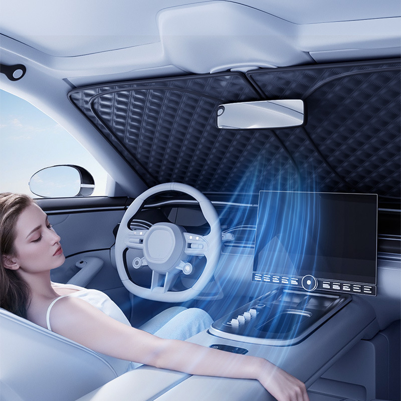 Auto sjenilo za sunce s aluminijskom folijom, snap-in montaža, univerzalno za prednje staklo