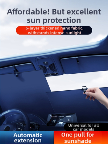Автомобилна слънцезащитна щора за предното стъкло, телескопичен монтаж, алуминиева сплав, универсално приложение, тегло 0,7 кг